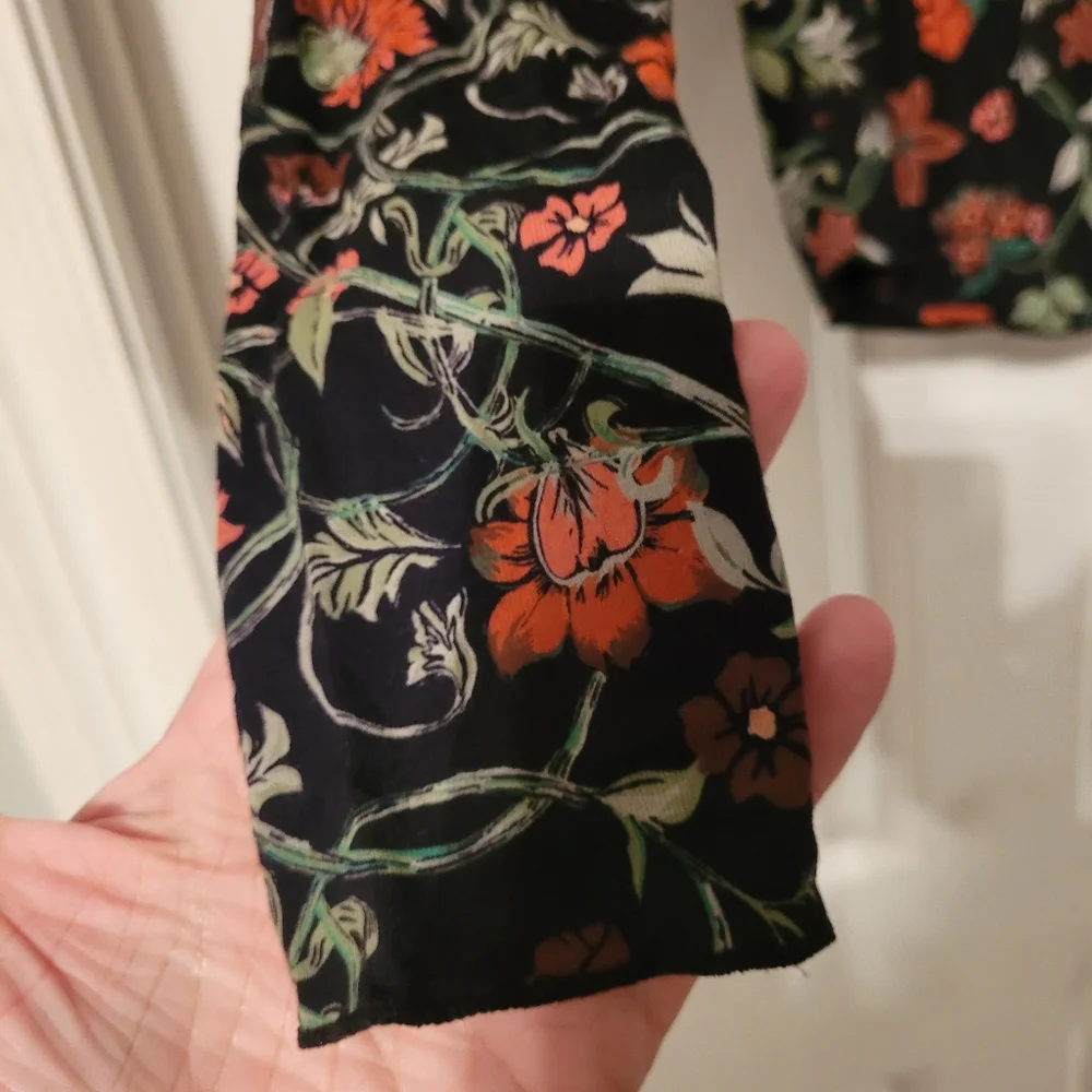 Free People Floral Black Long Sleeve Women's Top Size Large - Picture 5 of 10